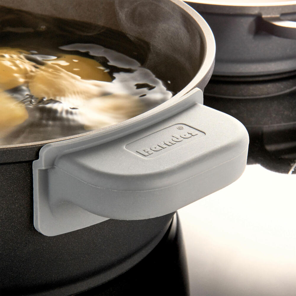 Berndes Küchenhelfer Thermogriff, Thermo-Grip, Servierhilfe, 2er Set, Silikon, Grau, 002009