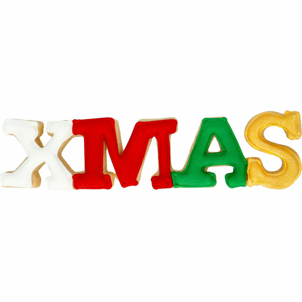 Birkmann cookie cutter lettering Xmas, with internal embossing, cookie cutter, cookie shape, biscuit, biscuits, stainless steel, 14 cm, 198869