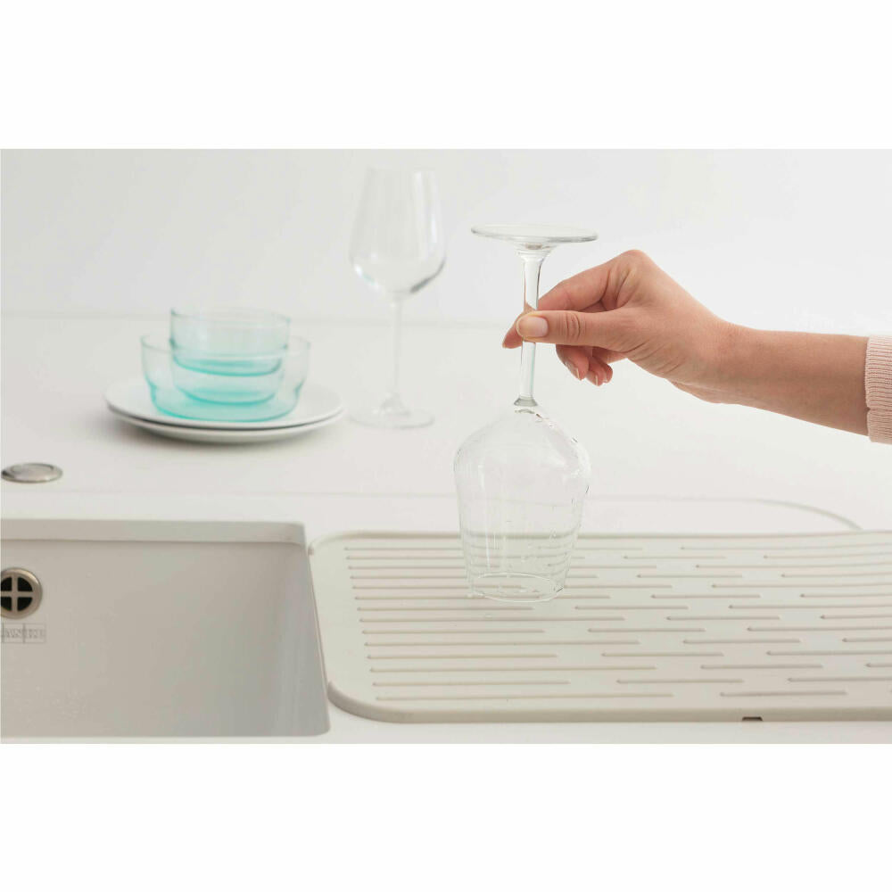 Brabantia Silicone Draining Mat, Dish Mat, Dish Rack, Plastic, Light Grey, 117466