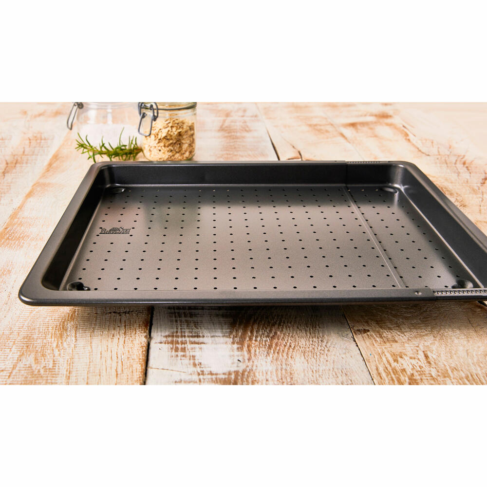 Birkmann Laib & Seele baking tray adjustable, perforated, oven tray, baking tray, stovetop baking tray, 36 x 33 cm, 210585
