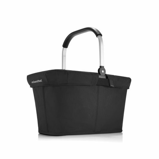 reisenthel carrybag with cover, 2-piece, shopping basket, lid, cover, basket, polyester fabric, frame black / black, 22 L