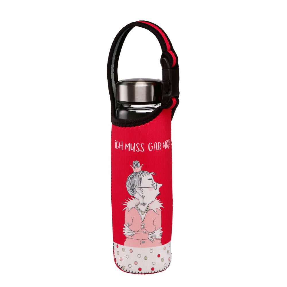 Goebel drinking bottle Barbara Freundlieb - I don't have to do anything, glass bottle with neoprene cover, glass combination, colored, 700 ml, 27001111