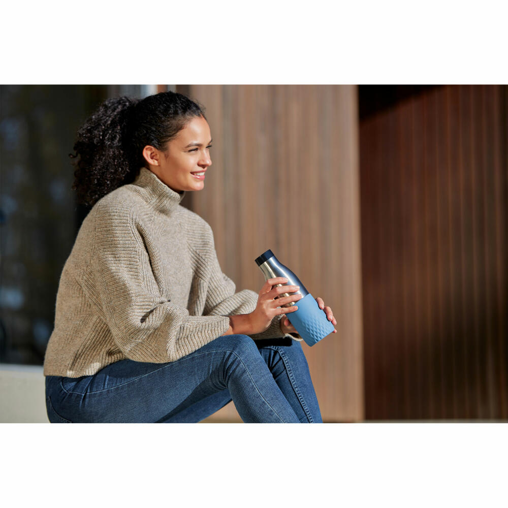 EMSA BLUDROP SLEEVE Trinkflasche, Wasserflasche, Flasche, Edelstahl, Blau, 0.5 L, N31107