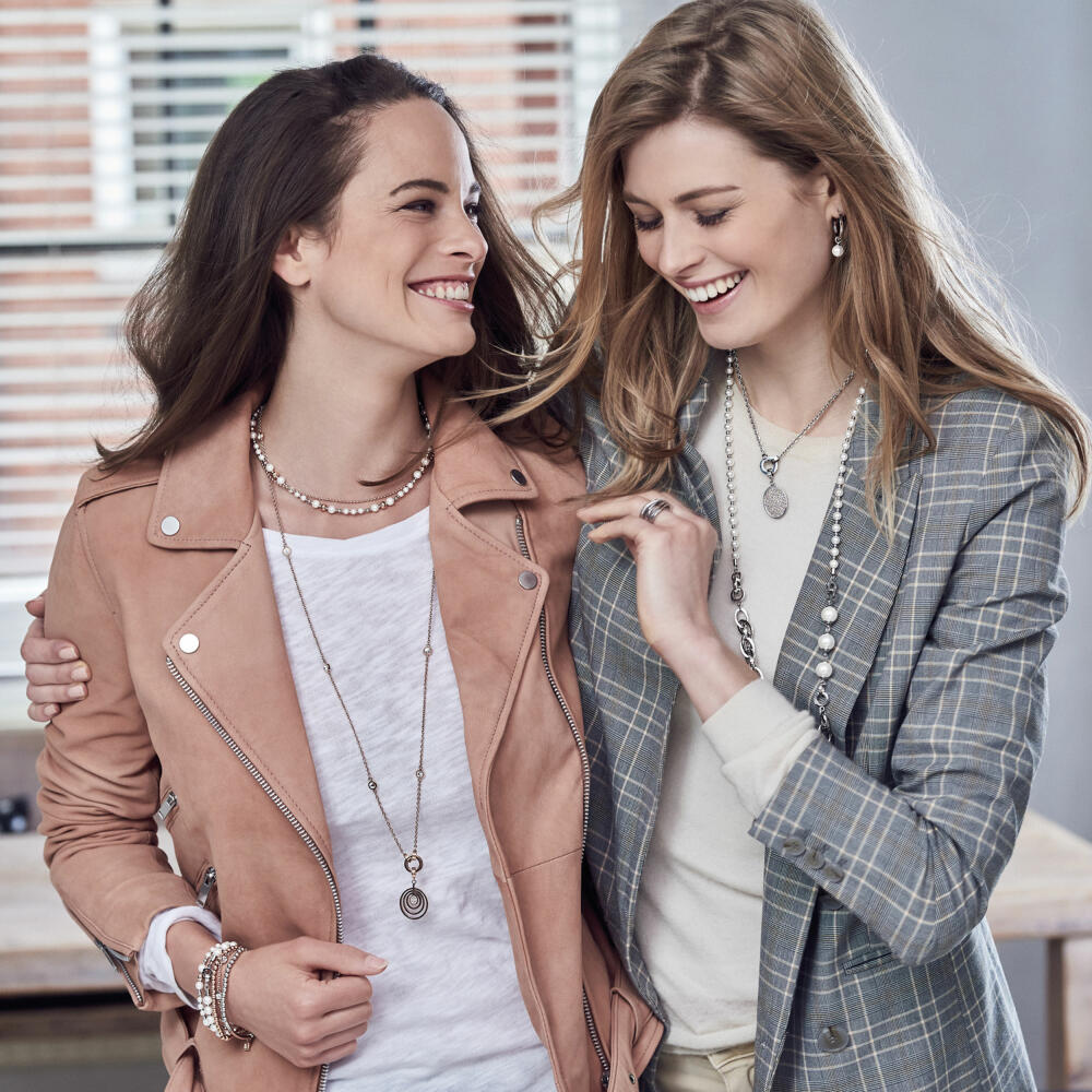 Leonardo Jewels Halskette Signora Darlins, Edelstahlkette, Kette, Schmuck, Edelstahl, Imitationsperle, Weiß, 60 cm, 016751