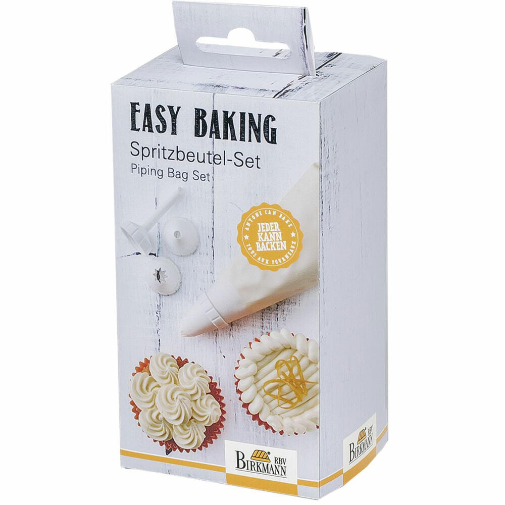 Birkmann Easy Baking Spritzbeutel-Set, 6-tlg., Spritz Beutel, Back Dekoration, Backzubehör, Nylon, 34 cm, 410909