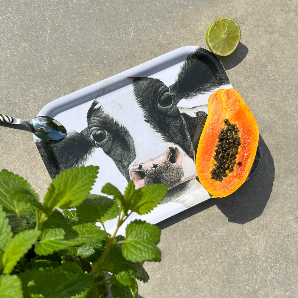 Charlotte Nicolin tray small pink, base, cow, laminated beech wood, 20 x 27 cm, TRSM8771