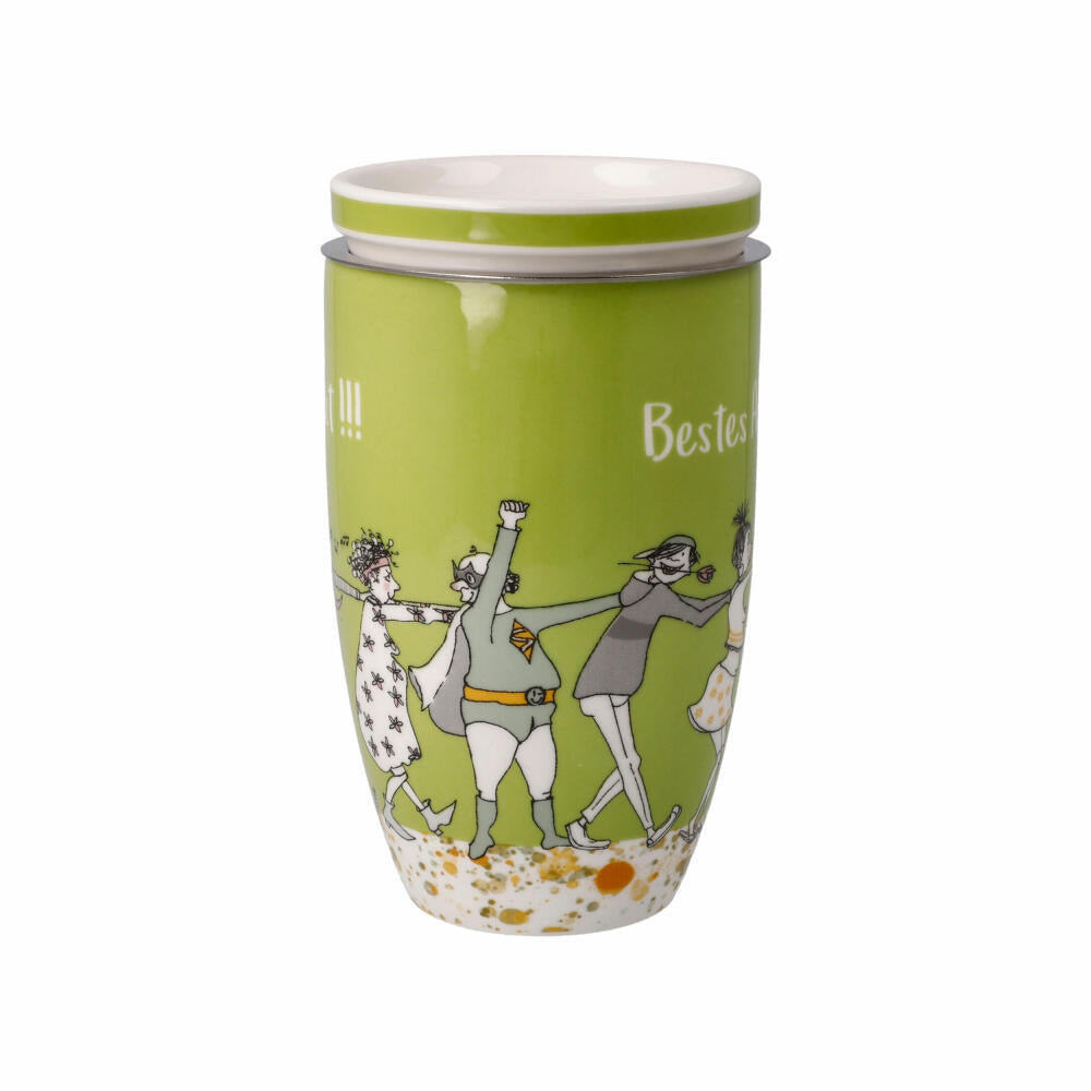 Goebel Teetasse mit Deckel und Sieb Barbara Freundlieb - Das beste Alter, Fine Bone China, Bunt, 0.45 L, 27001361