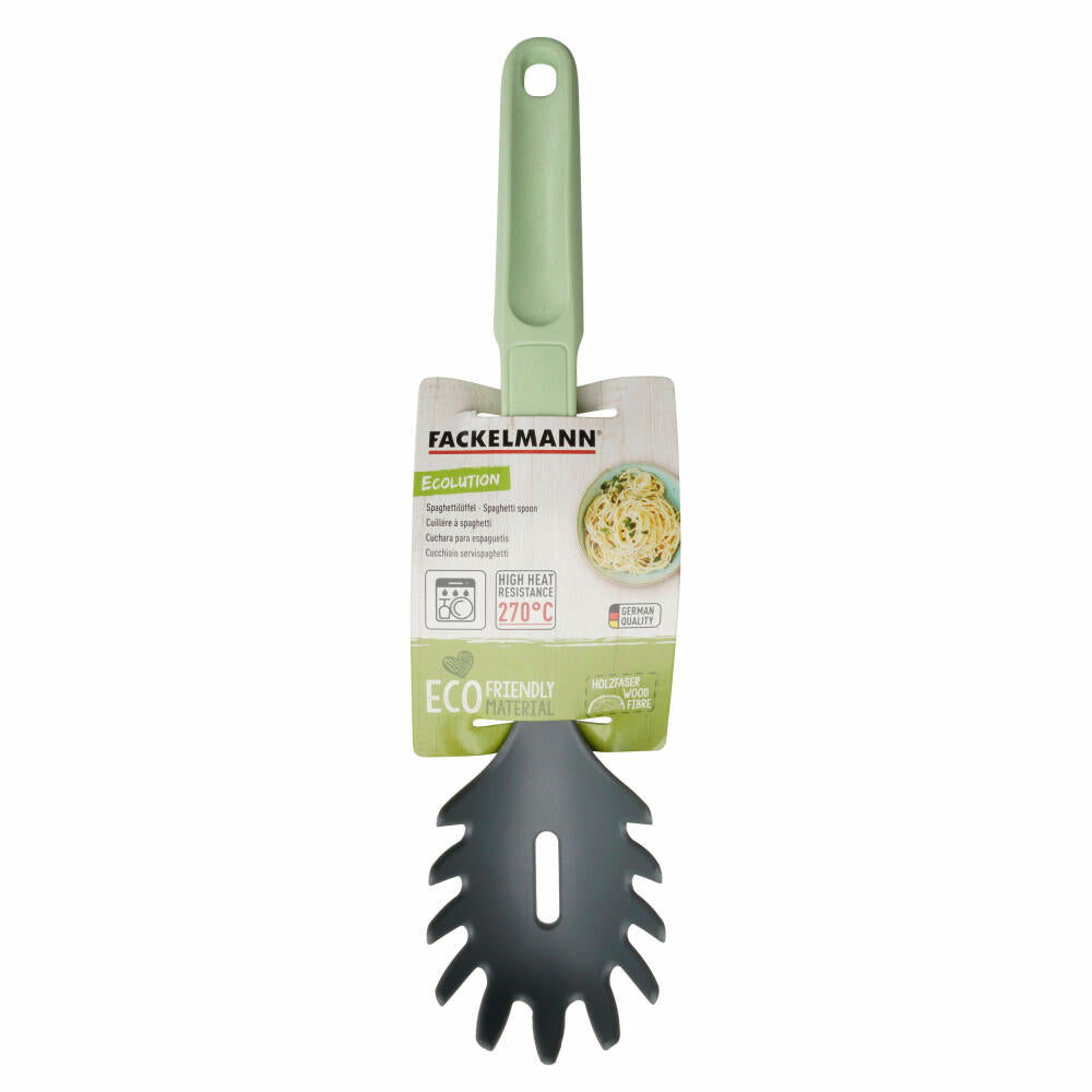 Fackelmann Spaghettilöffel Ecolution, Pastalöffel, Nudelkelle, Materialmix, mintgrün, 32 cm, 33064