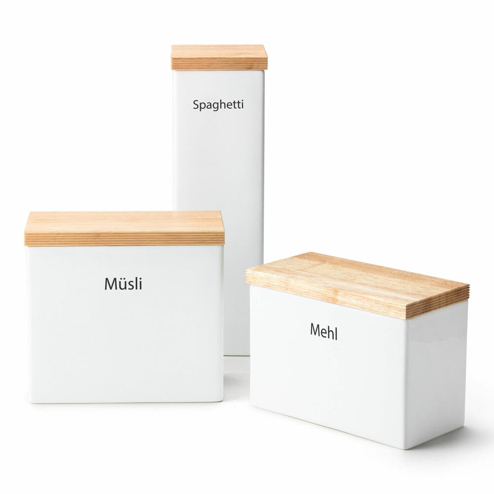 Continenta ceramic storage jar, with wooden lid, ceramic jar, storage container, storage box, white, 20 x 10 x 18.5 cm, 3928