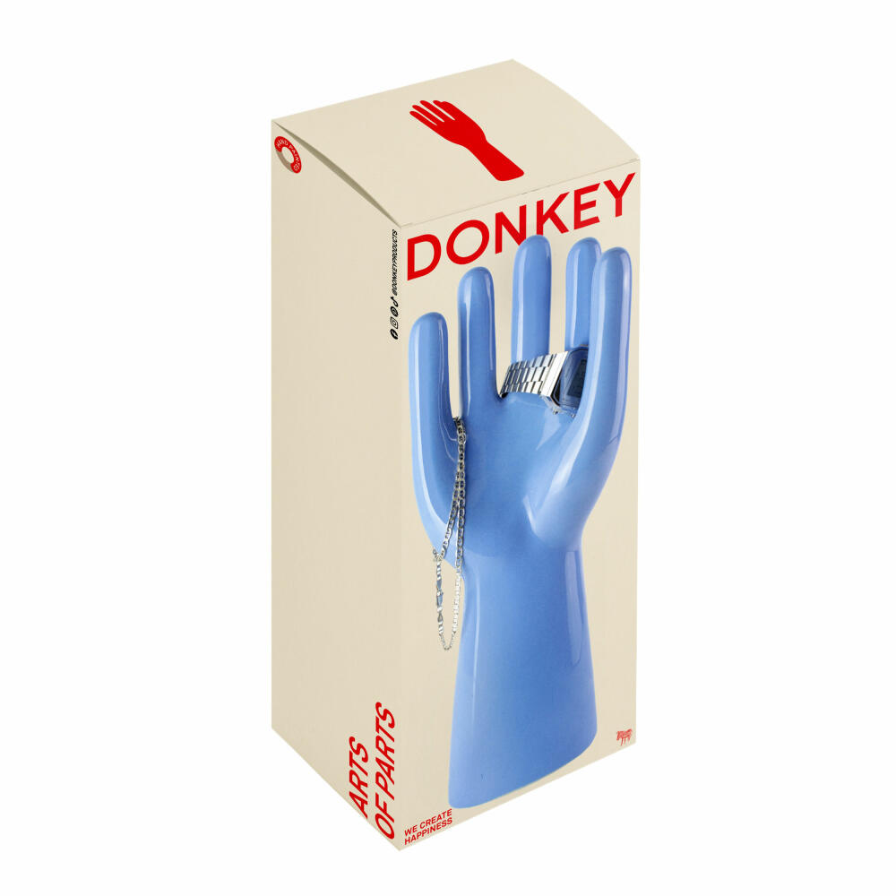 Donkey Products Arts of Parts Hand groß, Schmuckhalter, Schmuckständer, Steingut, Blau, 12 x 7.5 x 30 cm, 211010