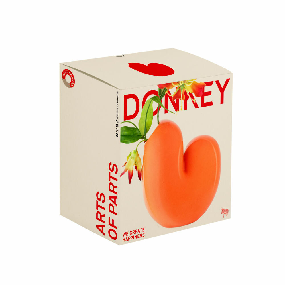 Donkey Products Arts of Parts Sulcus Vase, Blumenvase, Dekovase, Dekoration, Steingut, Orange, 18 x9.5 x 18 cm, 211014