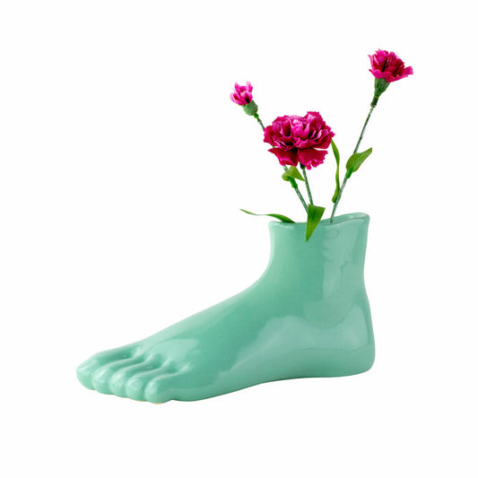 Donkey Products Arts of Parts Fuß Vase, Blumenvase, Dekovase, Dekoration, Steingut, Türkis, 24 x 9.5 x 13 cm, 211012