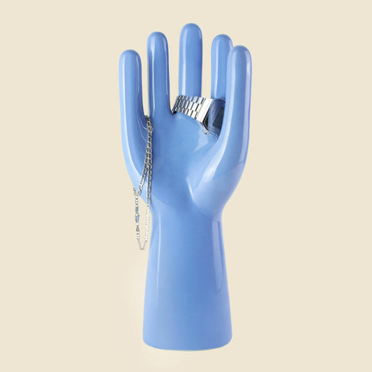 Donkey Products Arts of Parts Hand groß, Schmuckhalter, Schmuckständer, Steingut, Blau, 12 x 7.5 x 30 cm, 211010