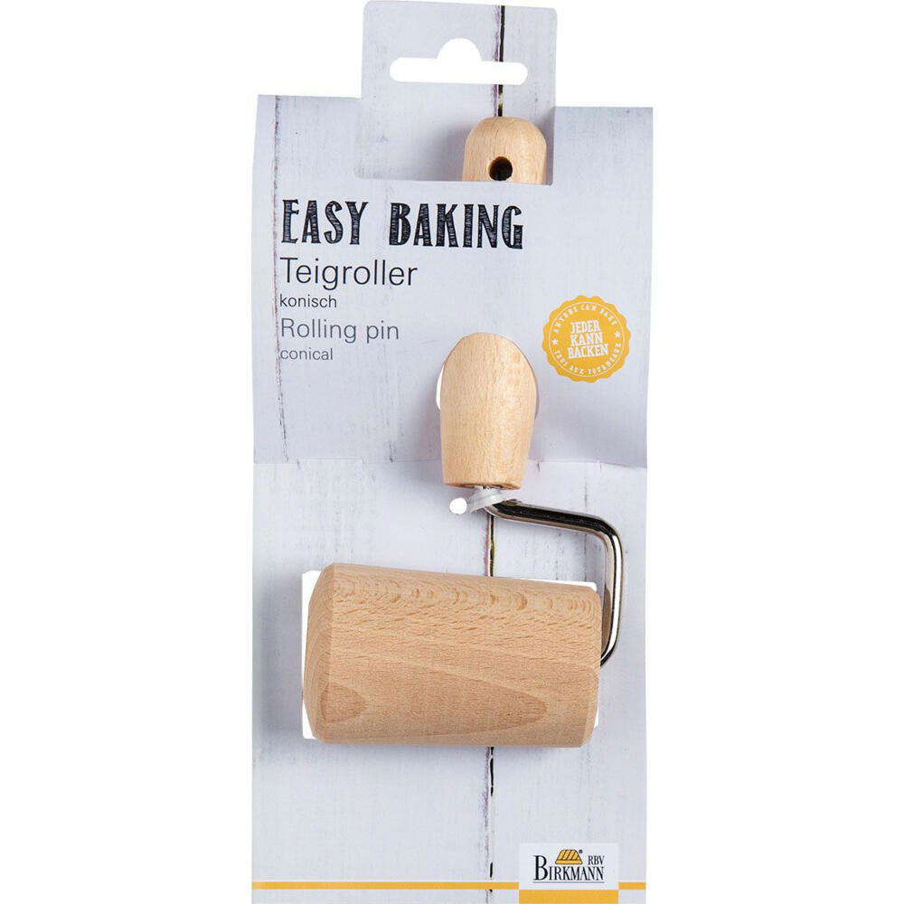 Birkmann Easy Baking Teigroller Konisch, Ausroller, Backzubehör, Küchenhelfer, Holz, 7 cm, 340534