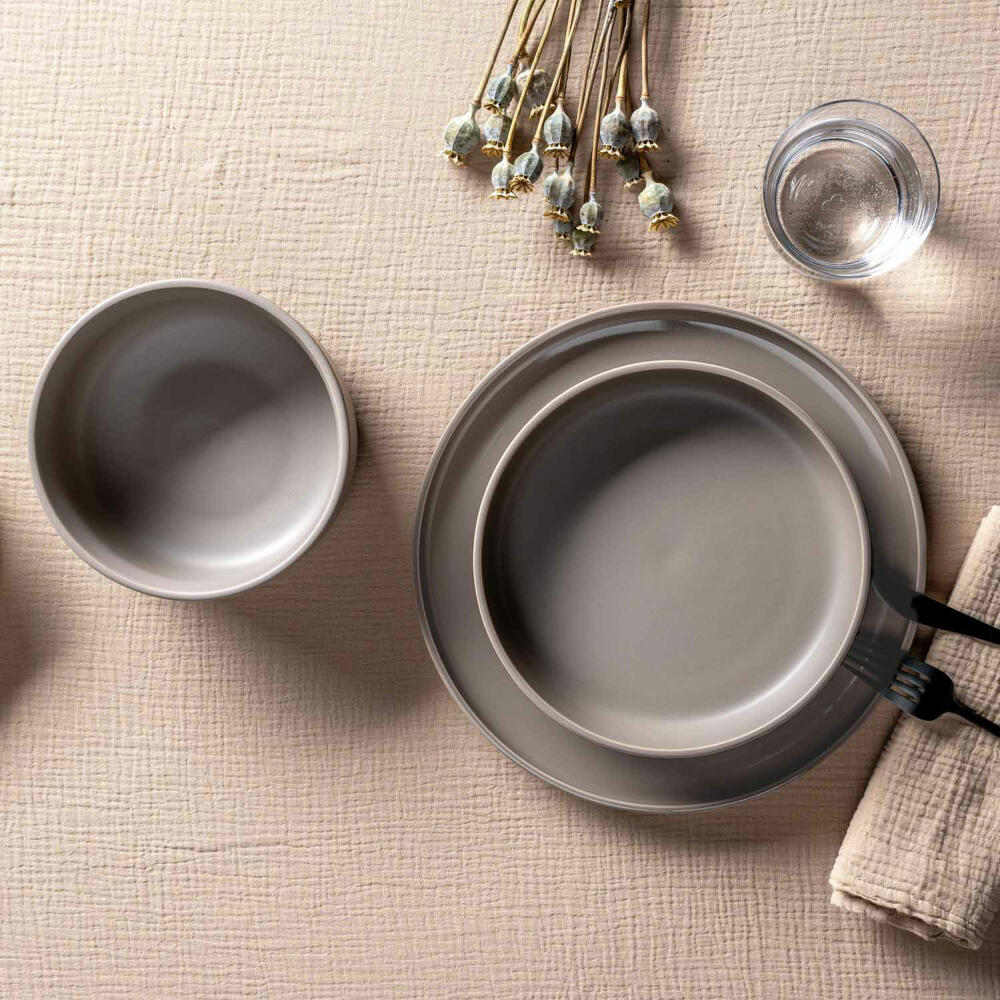 Leonardo Geschirr Set ROMA, 12-tlg., Geschirrset, Teller, Schale, Schüssel, Taupe, 027927
