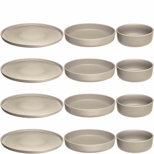 Leonardo Geschirr Set ROMA, 12-tlg., Geschirrset, Teller, Schale, Schüssel, Beige, 026368