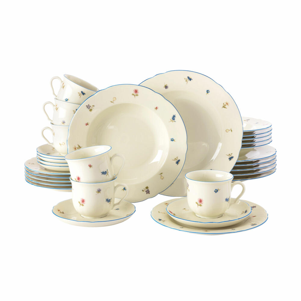 Seltmann Weiden Marieluise Kombiservice, 30-tlg., A, Geschirrset, Kombi Service, Geschirr, Porzellan, Streublume, 001.763364