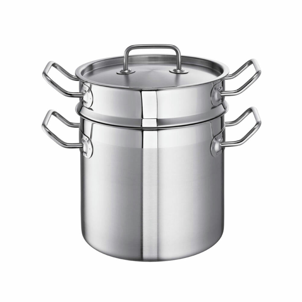 Schulte-Ufer spaghetti pot Profi-Line i, cooking pot with sieve insert, stainless steel 18/10, 20 cm, 5 L, 6457-20 i
