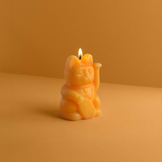 Donkey Products Figurenkerze Lucky Candles Peach, Katzenkerze, Paraffinwachs, Orange, 11.5 cm, 211022