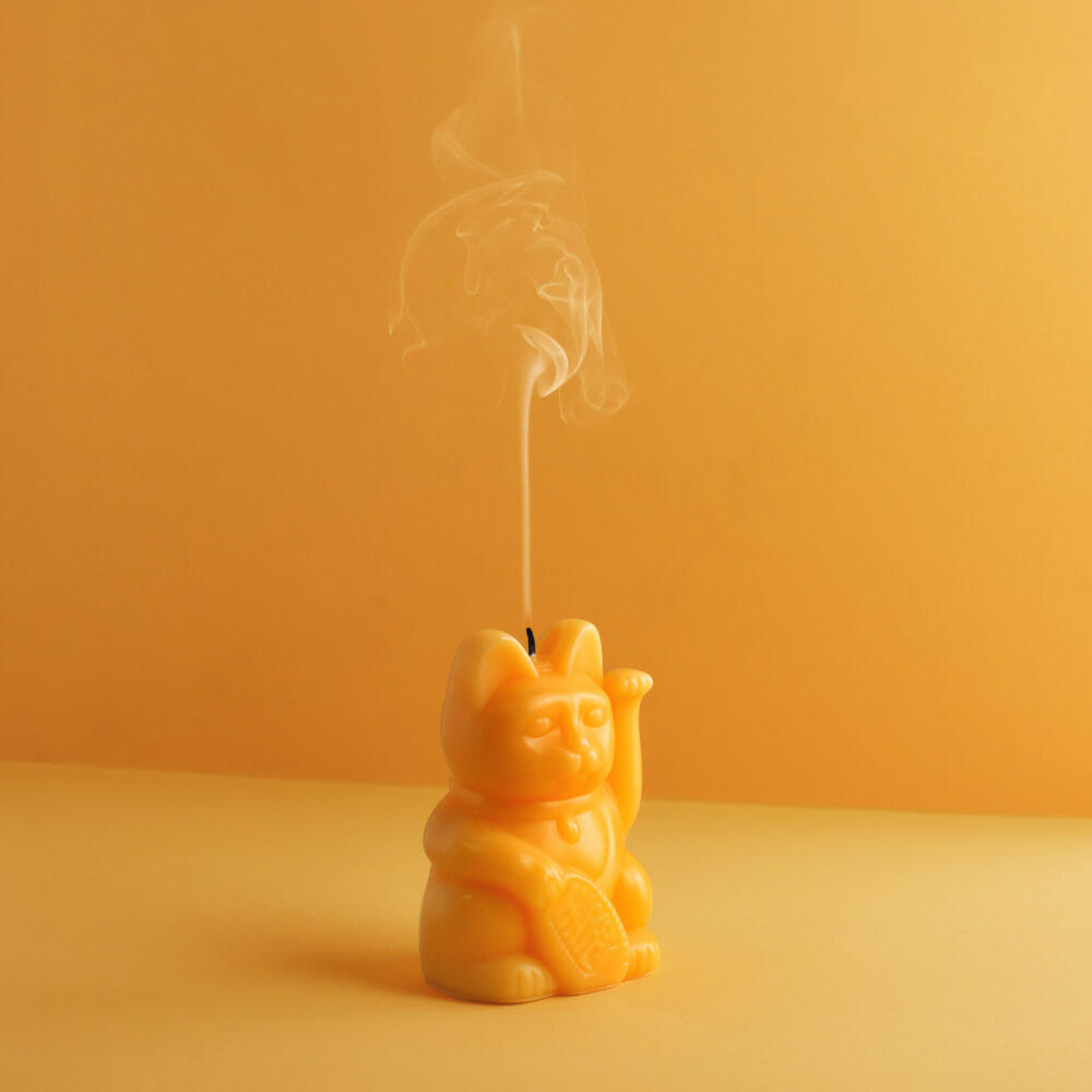 Donkey Products Figurenkerze Lucky Candles Peach, Katzenkerze, Paraffinwachs, Orange, 11.5 cm, 211022