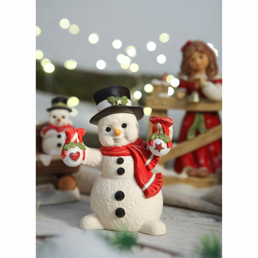 Goebel Figur Weihnachtlich geschmückt, Schneemann, Steingut, Bunt, 12 cm, 66704581