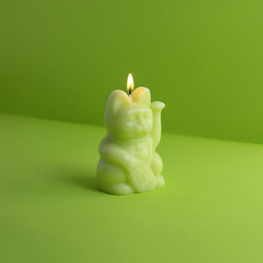 Donkey Products Figurenkerze Lucky Candles Light Green, Katzenkerze, Paraffinwachs, Grün, 11.5 cm, 211021