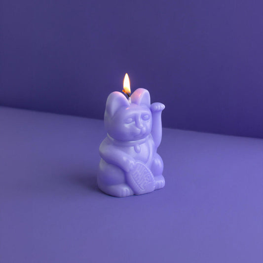 Donkey Products Figurenkerze Lucky Candles Lilac, Katzenkerze, Paraffinwachs, Lila, 11.5 cm, 211023
