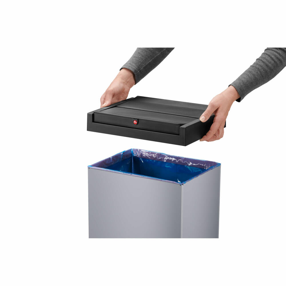 Hailo Mülleimer Big-Box Swing XL, Großraum-Müllbehälter, Abfalleimer, Stahlblech, Grau, 52 L, 0860-221