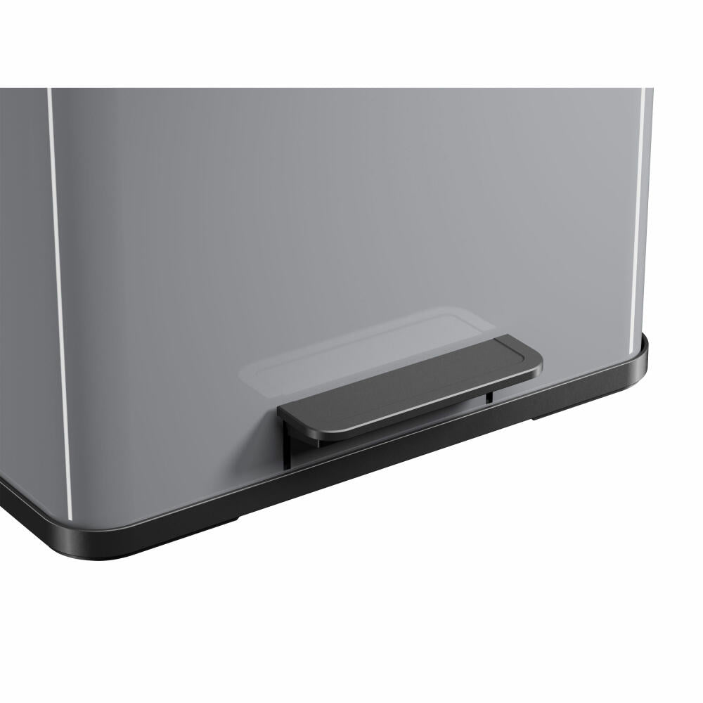 Hailo waste separation system Öko trio Plus L, pedal bin, waste separator, waste bin, sheet steel, silver, 3 x 9 L, 0633-220