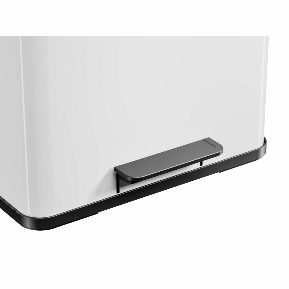Hailo Mülltrennsystem Öko duo Plus L, Tret-Mülleimer, Abfalltrenner, Abfalleimer, Stahlblech, Weiß, 17 + 9 L, 0630-230