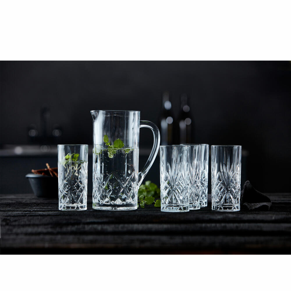 Lyngby Glas Kannen-Set Melodia 7-tlg., Kanne mit 6 Gläsern, Kristallglas, Klar, 916188