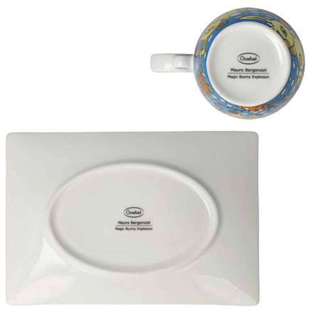 Goebel Künstlertasse mit Untertasse Mauro Bergonzoli - Magic Bunny Explosion, Tasse, Kaffeetasse, Teetasse, Fine Bone China, 67180011