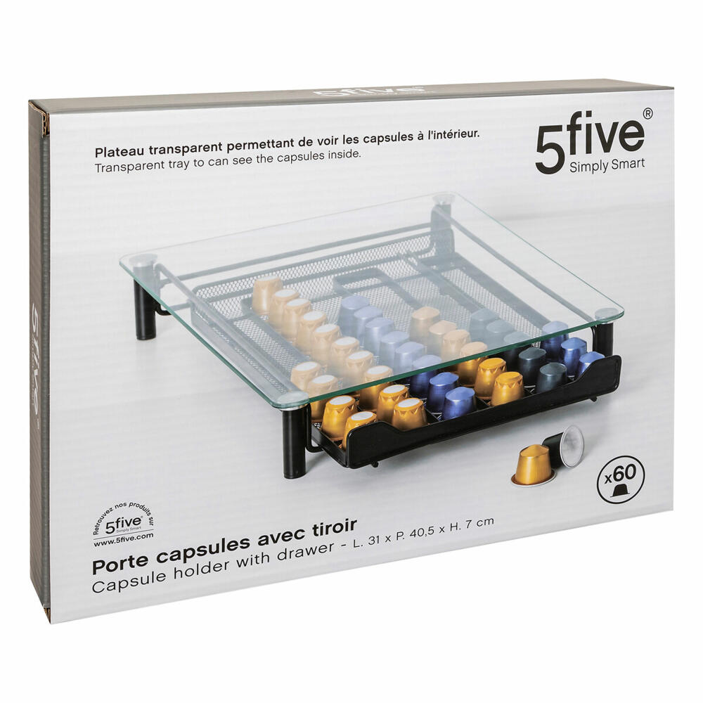 5five Simply Smart Kaffeekapsel-Regal mit Schublade, Kapselhalter, für bis zu 60 Kapsel, 189927