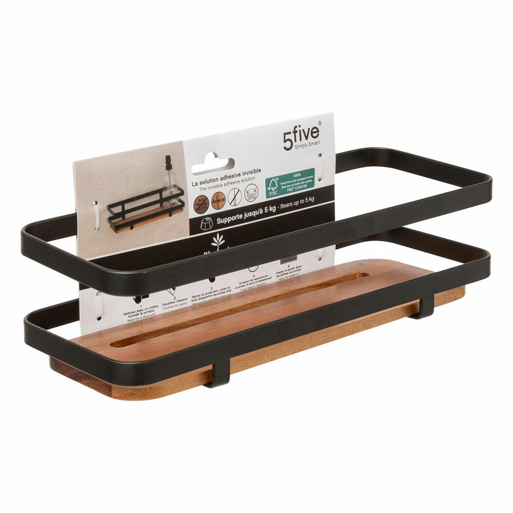 5five Simply Smart Badezimmerregal Blackacia, Badregal, Duschregal, Regal, Akazienholz, 25.5 x 10 cm, 204903