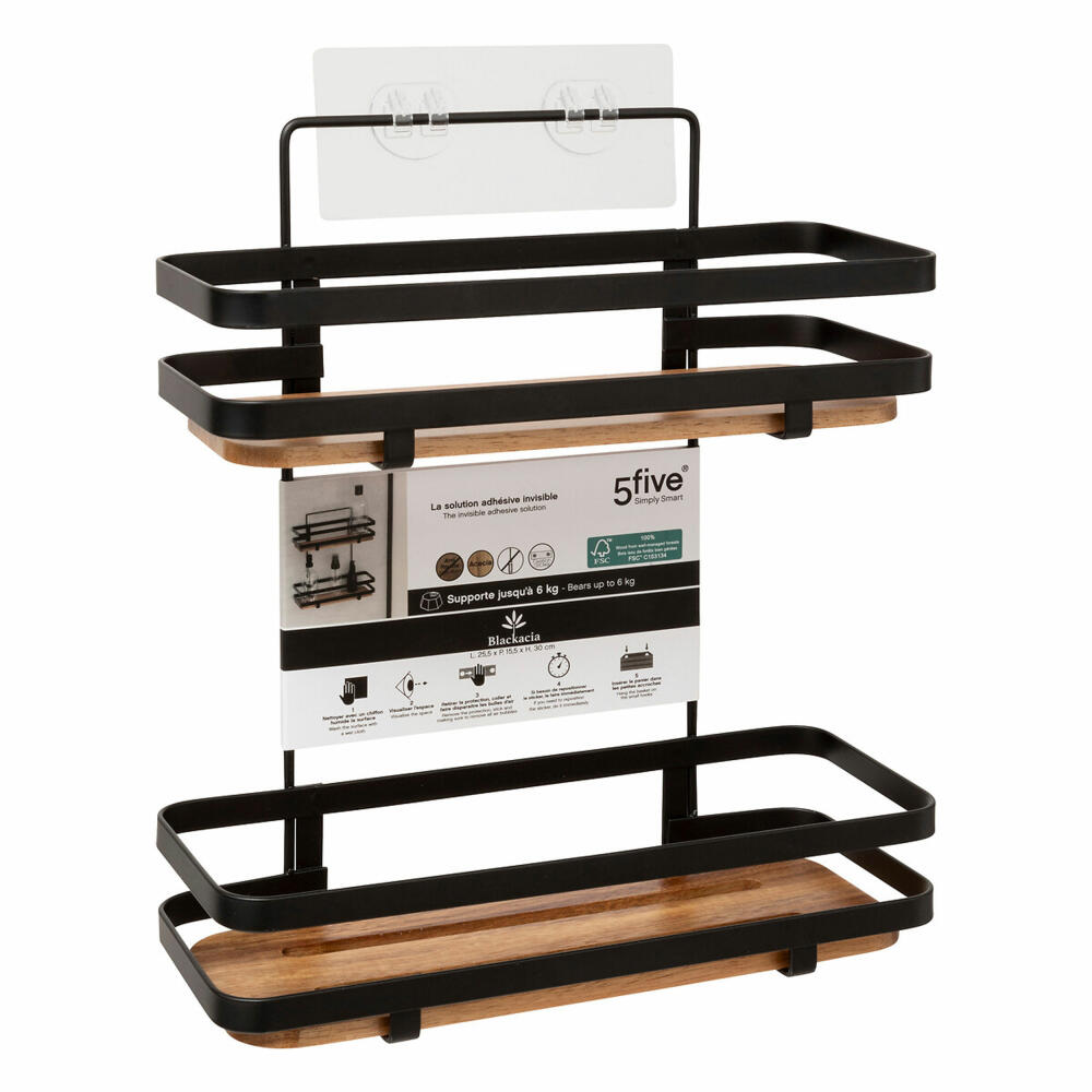5five Simply Smart Hängeregal Blackacia, Regal, Stahl / Akazie, Schwarz, 25.5 x 15.5 cm, 204905