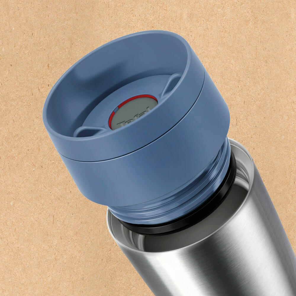 Emsa Isolierbecher Travel Mug Eco, Edelstahl, Blau, Silberfarben, 360 ml, N20241