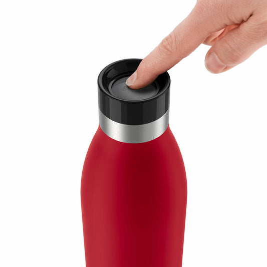 Emsa Isolier-Trinkflasche Bludrop, Wasserflasche, Edelstahl, Rot, 0.7 L, N31129