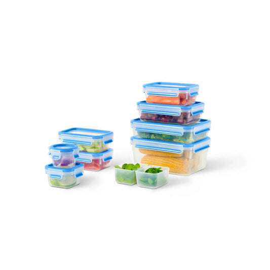 Emsa Frischhaltedosen-Set Clip & Close 9-tlg., Kunststoff, Blau, Transparent, N10317