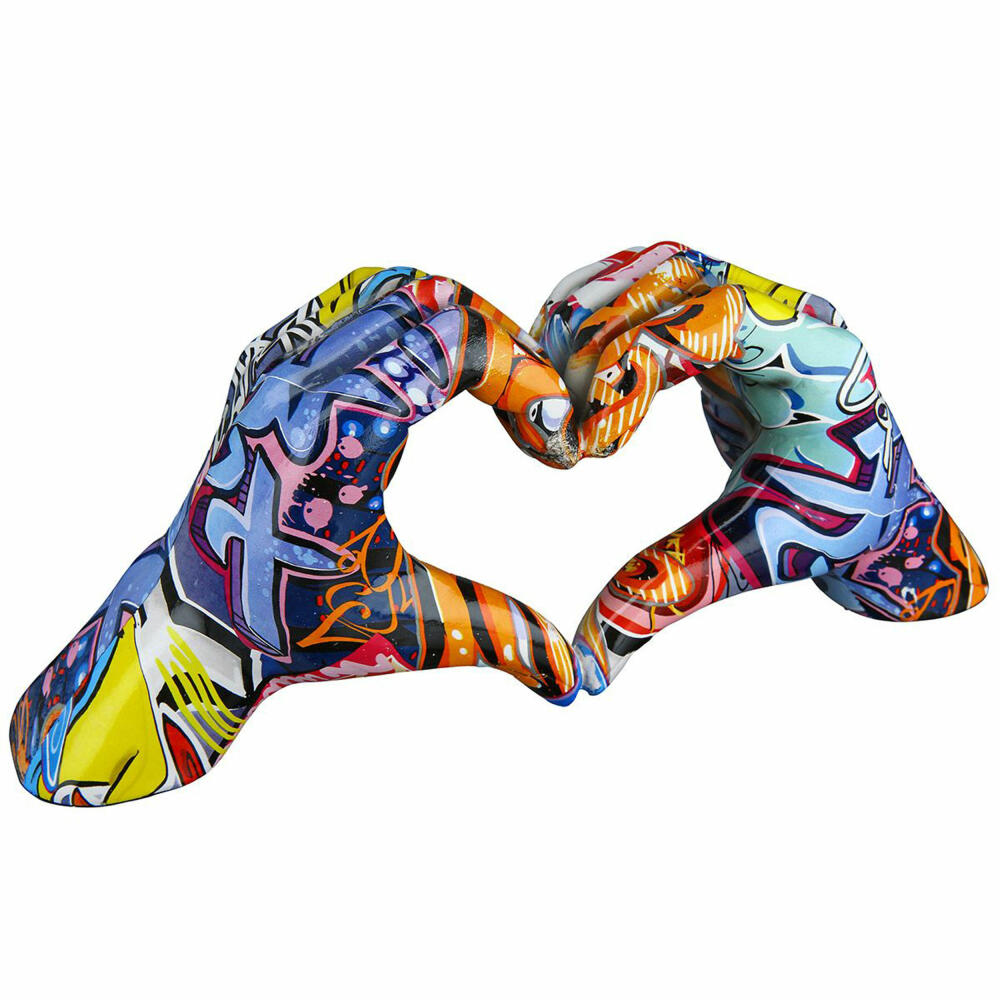 Gilde Hand Herz Street Art, Dekoration, Dekoobjekt, Skulptur, Kunstharz, Graffiti, H 12 cm, 37212