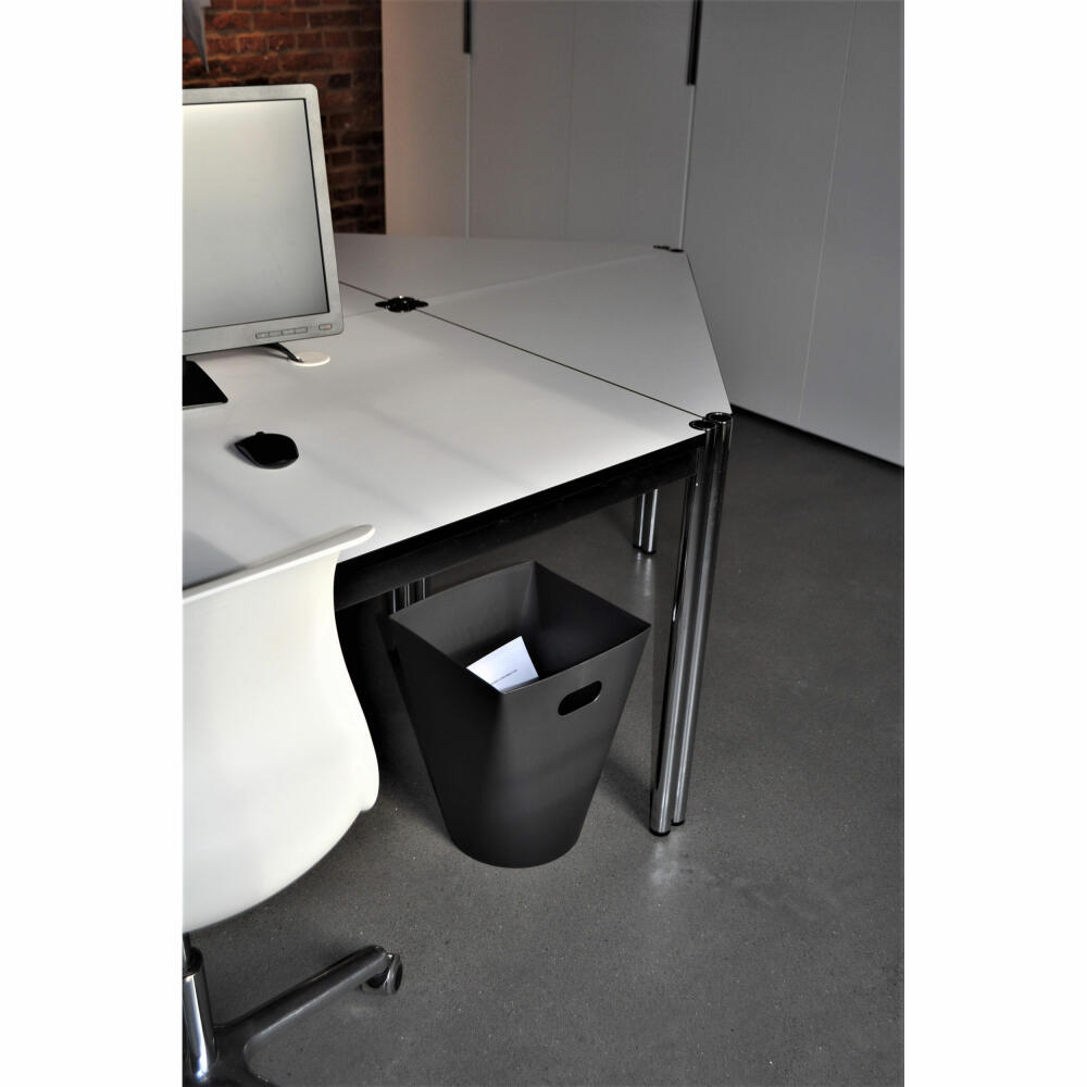 Authentics Midi Square Wastepaper Basket, Trash can, Dustbin, Polypropylene, Black Matt, 1093899