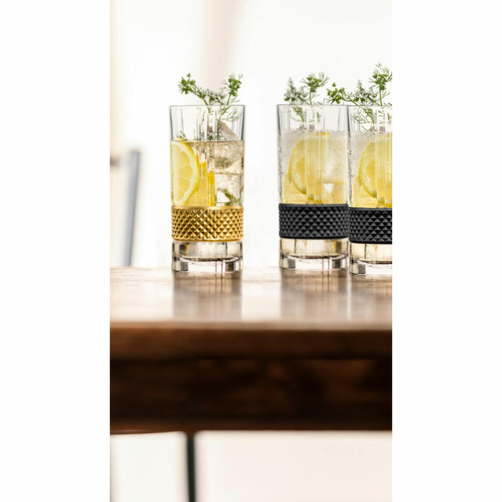 Eisch Longdrinkgläser Glen, 2er Set, Longdrinkglas, Trinkglas, Kristallglas, Gold, 350 ml, 78854414