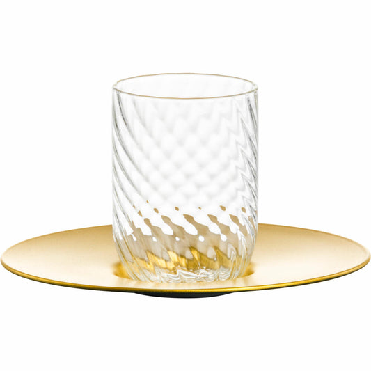 Eisch Espressoglas Twist, mit Untertasse, Espressobecher, Glas, Gold, 100 ml, 78913301