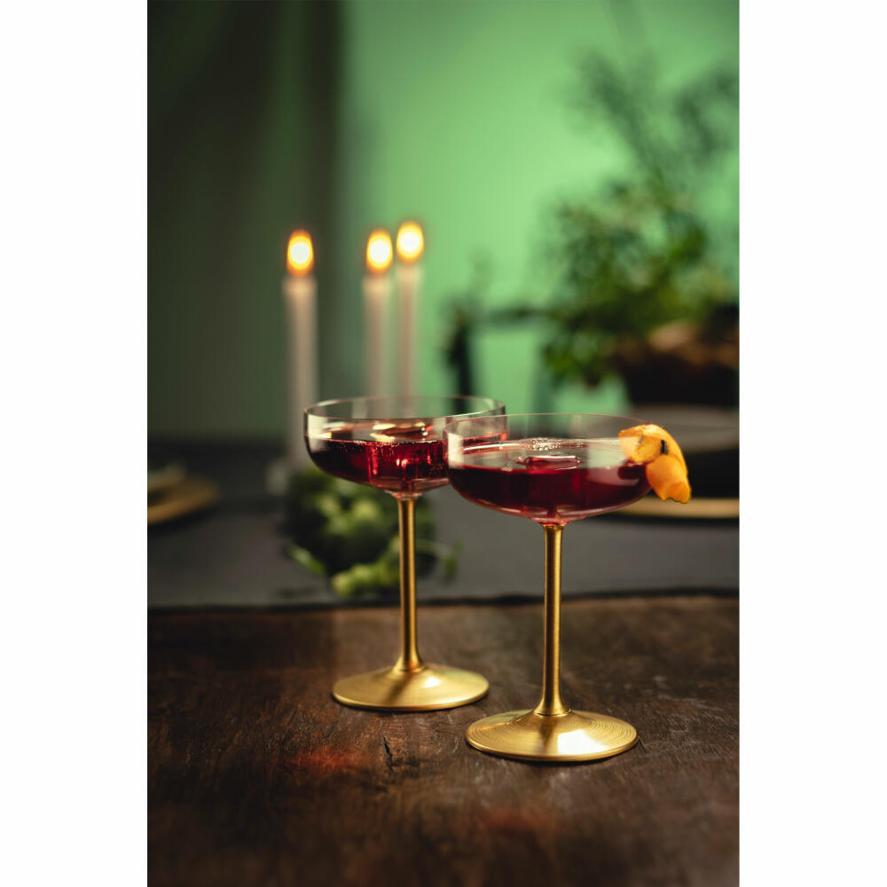 Eisch Champagner-Cocktailglas Secco Flavoured, 2er Set, Champagnerschale, Kristallglas, Goldfarben, 250 ml, 25740081