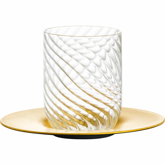Eisch Cappuccinoglas Twist, mit Untertasse, Kaffeebecher, Glas, Gold, 275 ml, 78913311