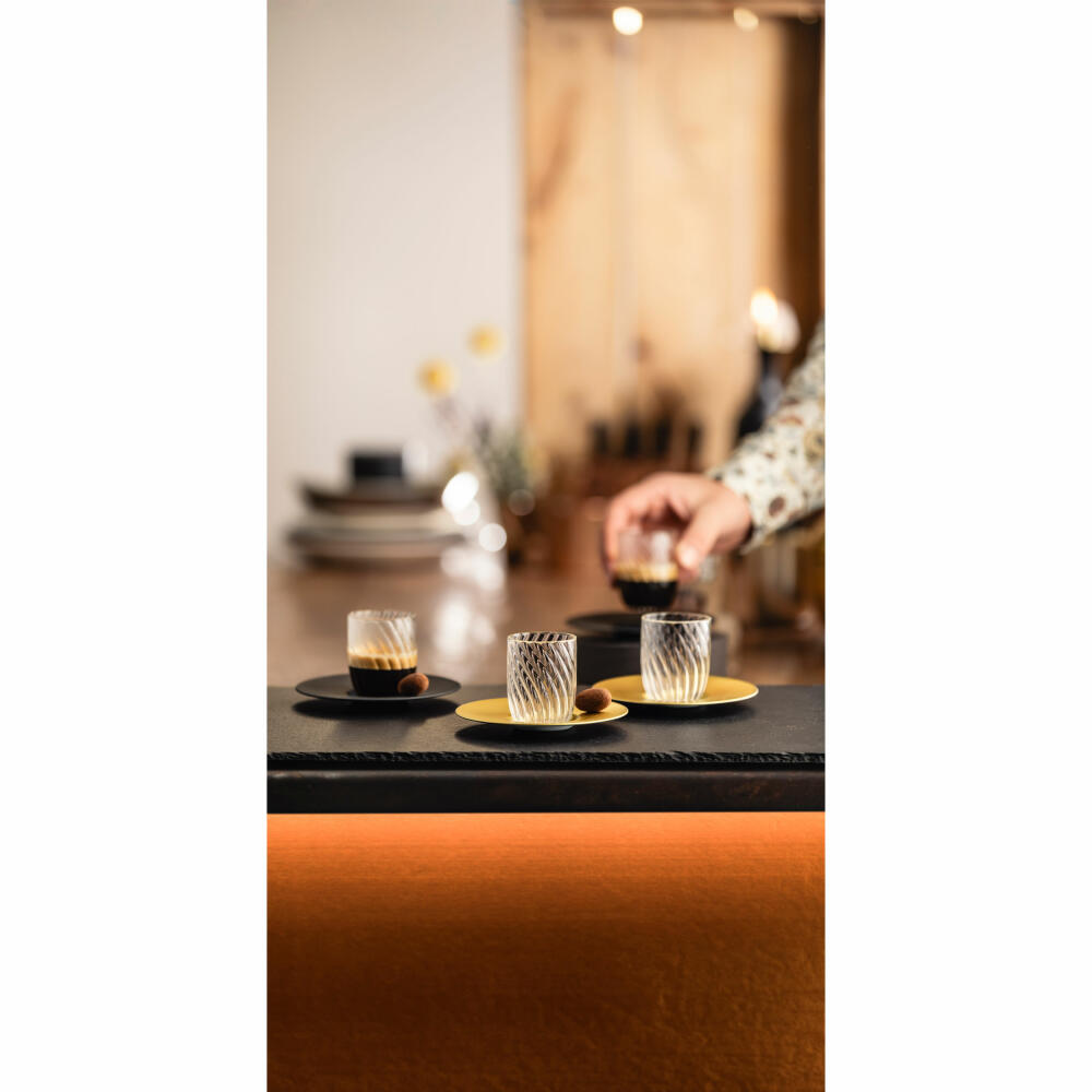 Eisch Cappuccinoglas Twist, mit Untertasse, Kaffeebecher, Glas, Schwarz, 275 ml, 78913312