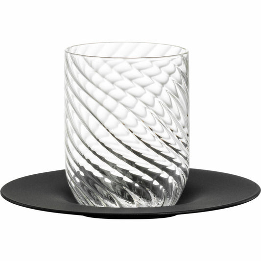 Eisch Cappuccinoglas Twist, mit Untertasse, Kaffeebecher, Glas, Schwarz, 275 ml, 78913312