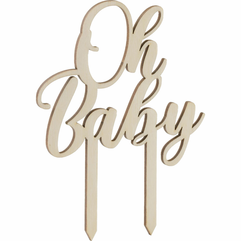 Folkroll cake topper with lettering Oh Baby, cake topper, cake decoration, birch plywood, 339831