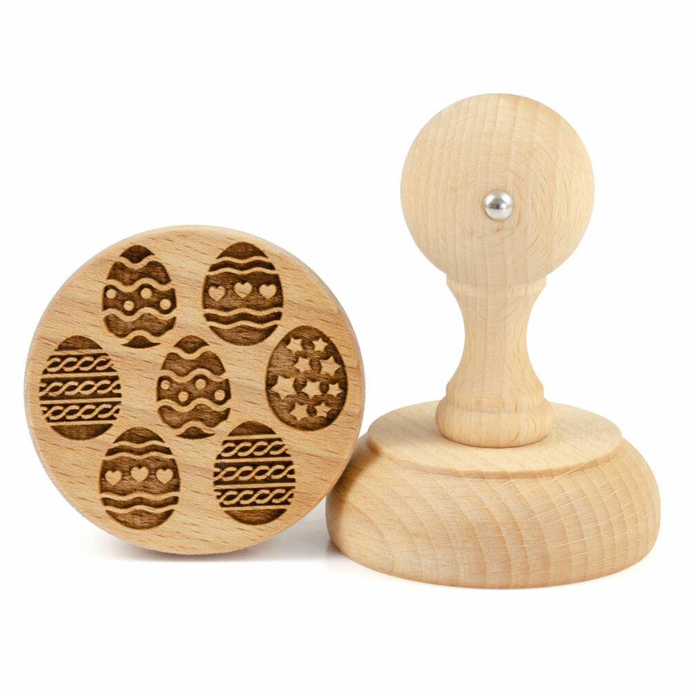 Folkroll cookie stamp Easter eggs, Ø 60 mm, cookie stamp, baking stamp, biscuit, stamp, motif, beech wood, 336908