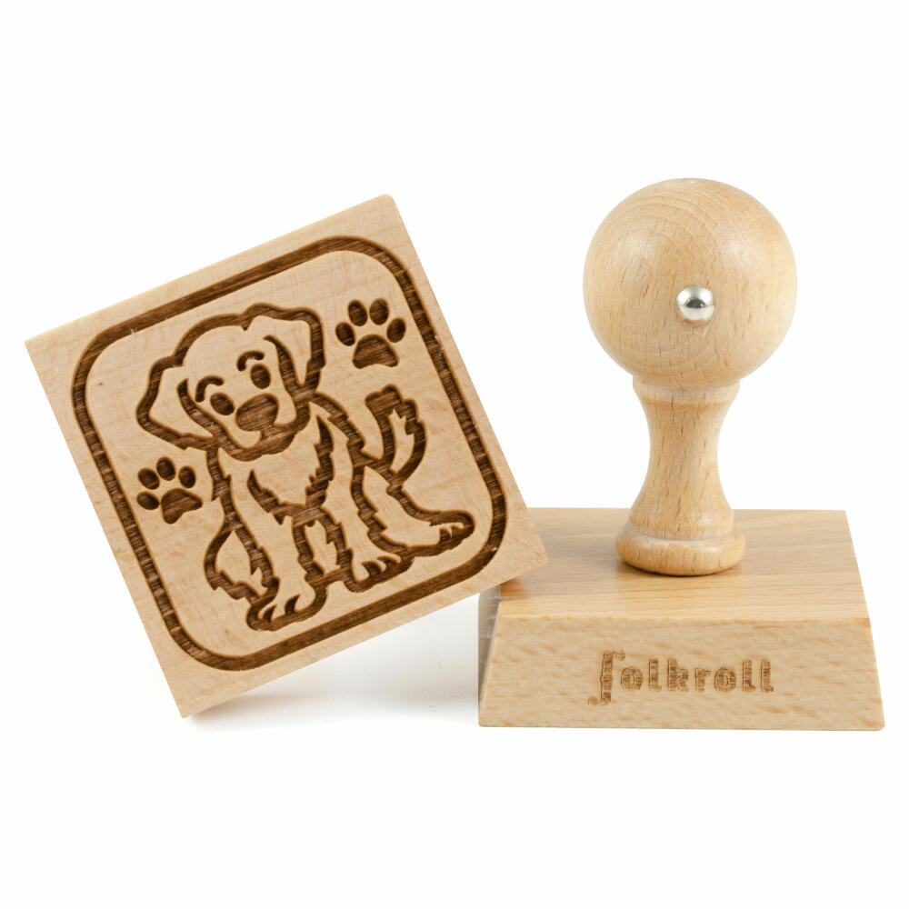 Folkroll Keksstempel Hündchen, 55x55 mm, Cookiestempel, Backstempel, Keks, Stempel, Motiv, Buchenholz, 336809
