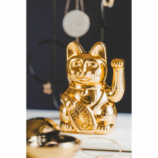 Donkey Products Lucky Cat Maneki Neko Egypt, Winkekatze, Glücksbringer, Kunststoff, Shiny Gold, 15 cm, 330463